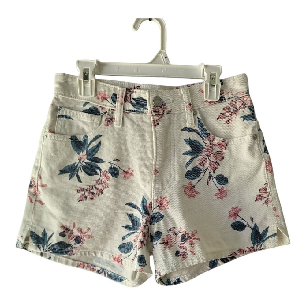 💕Lucky Brand Shorts Womens 00/24 White Floral denim Boyfriend Designer‎